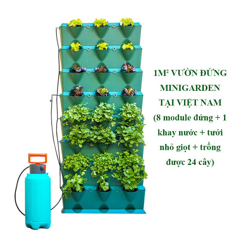 Chậu Treo Trồng Rau Ban Công Đứng Minigarden nhập khẩu Châu Âu kèm hệ thống tưới nhỏ giọt bán tự động với năng suất rau cao