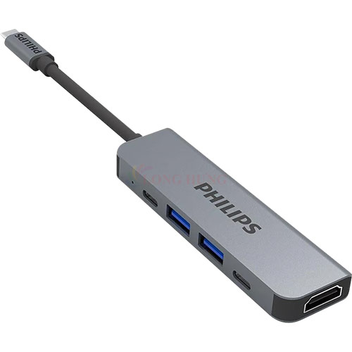 Cổng chuyển đổi Philips 5-in-1 Multifunction Adapter USB-C Hub SWV6115G/59 - Hàng chính hãng