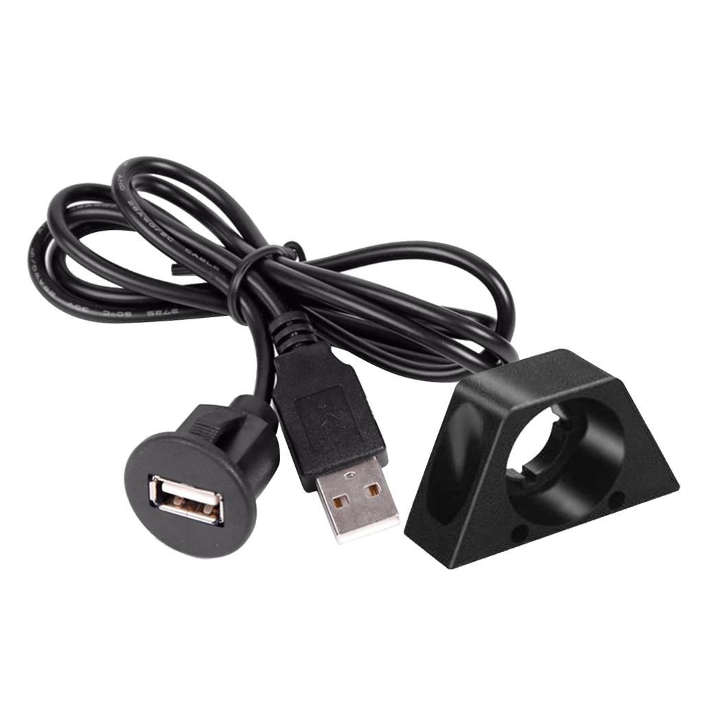 Car  Board Mount USB 2.0 Male To Female Socket Panel Extension Cable 1m