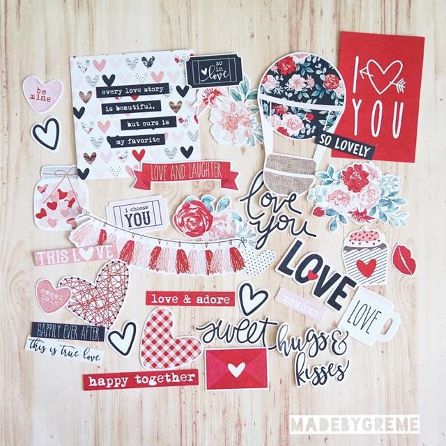 Sticker scrapbook tình yêu tông đỏ