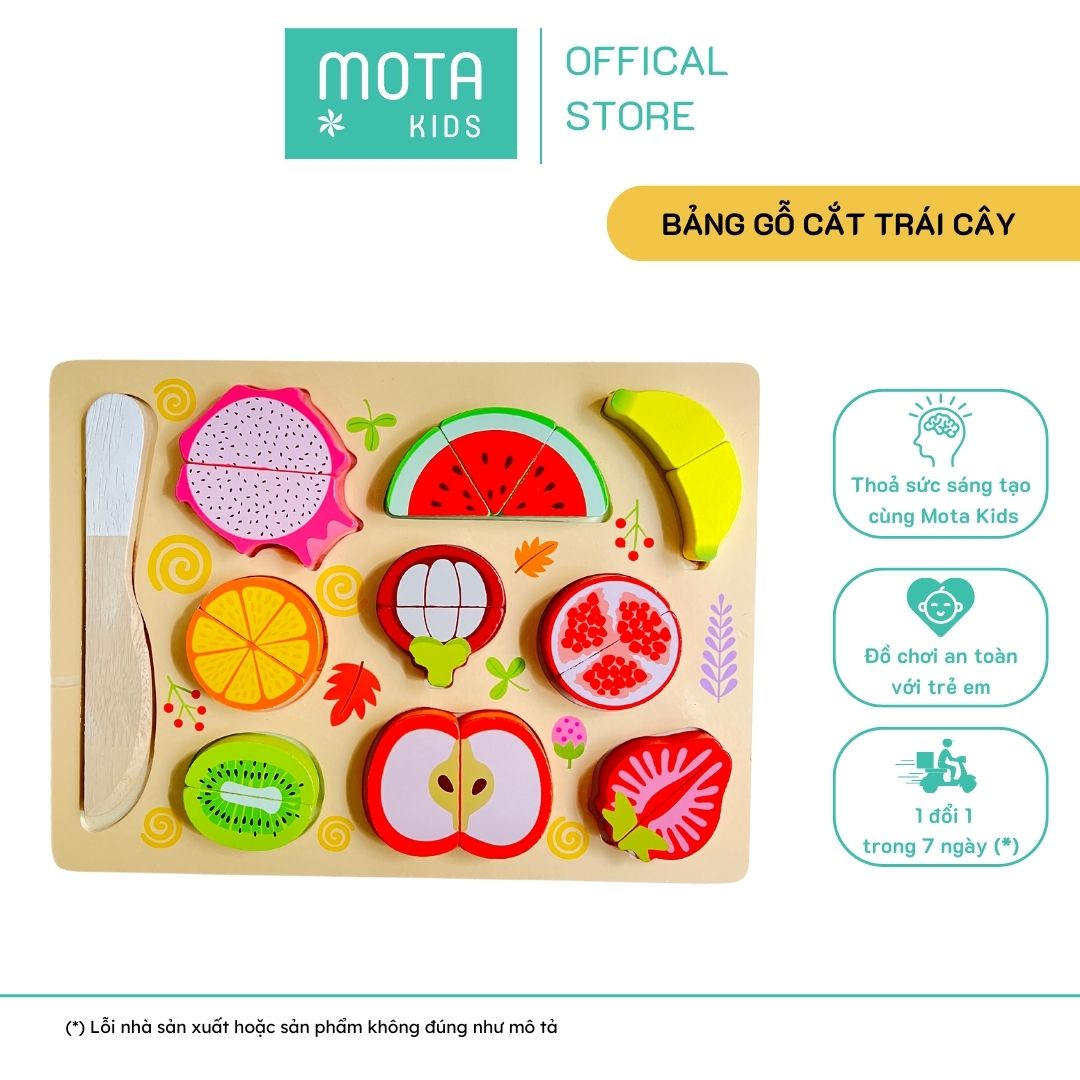 [MC14204 - Mota Montessori] Đồ chơi cho bé Bảng gỗ cắt trái cây - Hàng chính hãng