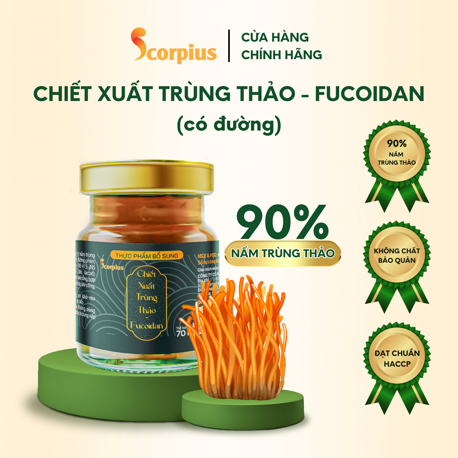 [LOẠI THƯỢNG HẠNG] Nước chiết xuất trùng thảo fucoidan SCORIUS 70ml bồi bổ sức khỏe