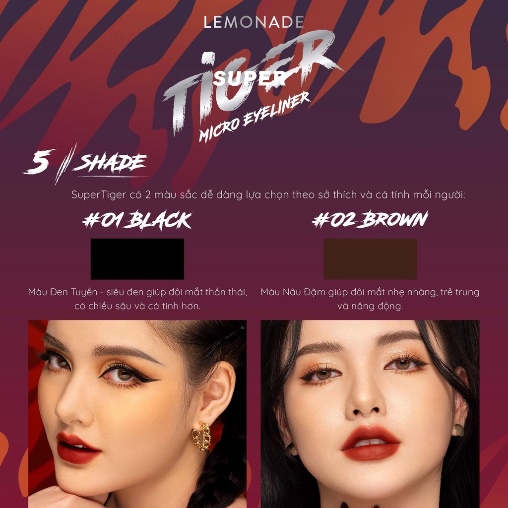 Bút Kẻ Mắt Nước Siêu Mảnh, Sắc Nét, Chống Trôi Hiệu Quả Lemonade SuperTiger Micro Eyeliner