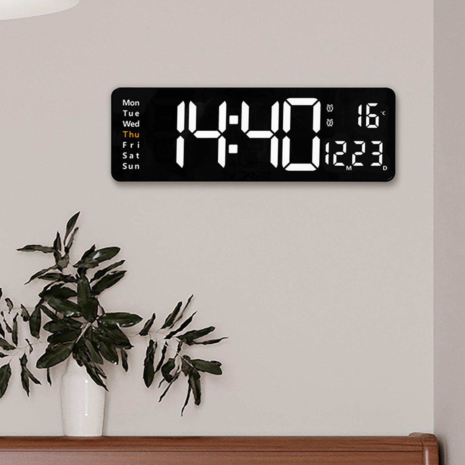15'' Large Wall Clock Modern Mute Temperature W/ Calendar Clocks Memory Function Study Room Bedroom Decor