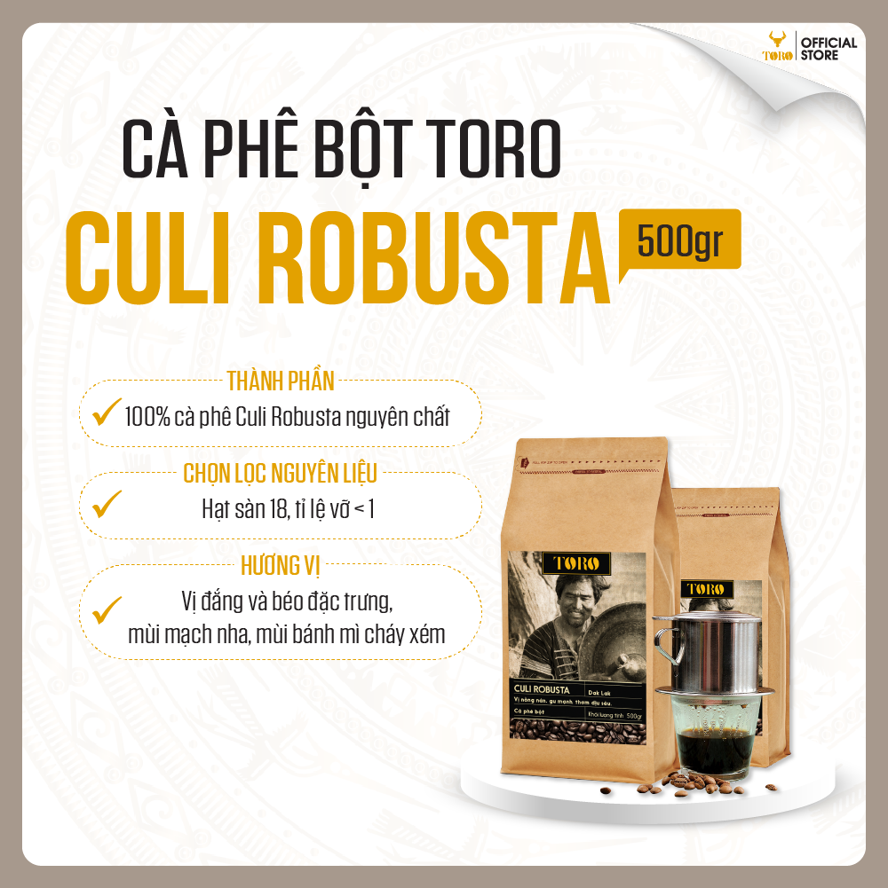 Bộ Mix Cà Phê Bột Toro Culi Robusta & Toro Awake Nguyên Chất 100% | 500GR/Gói | TORO FARM