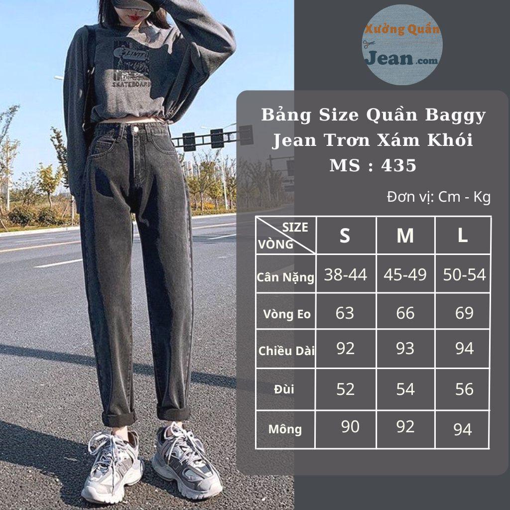 Quần Baggy Jean Trơn Nữ Lưng Cao Màu Xám Khói Basic Chất Bò Mền Mịn Dễ Mặc Dễ Phối 435