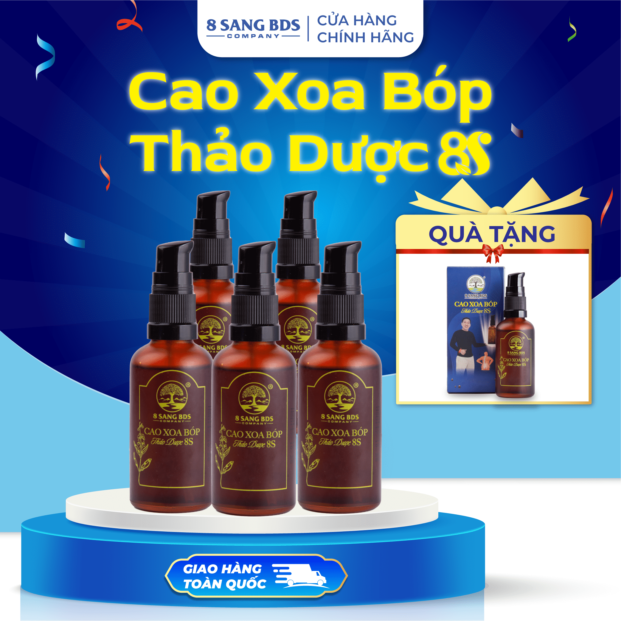 (Tặng 1 Chai cao) Set 5 Chai cao xoa bóp thảo dược 8S - 8 Sang BDS 02.24