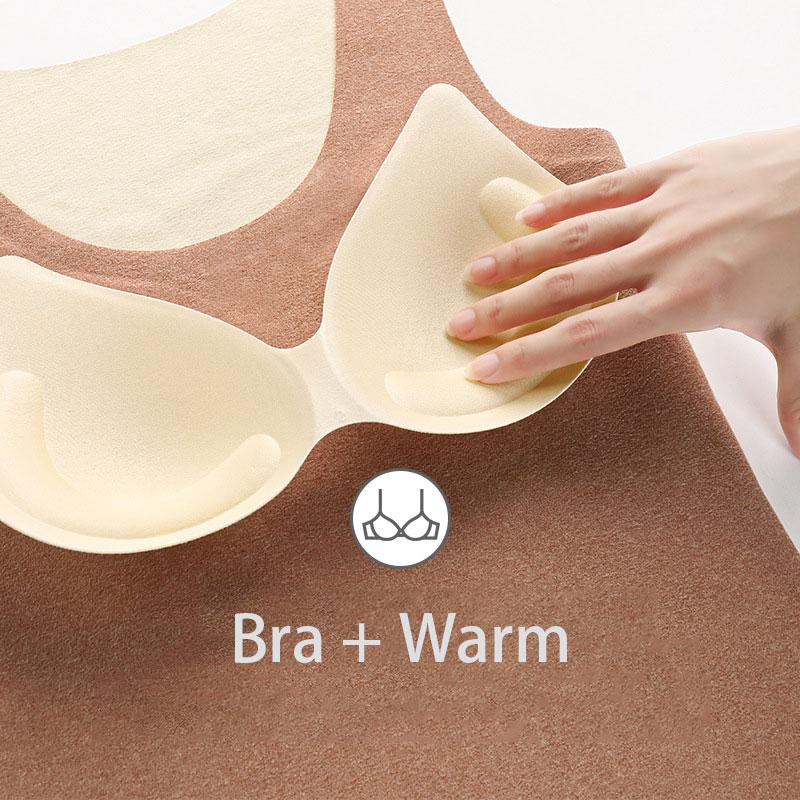 Mùa Đông Nhiệt Áo Sơ Mi Nữ Không Tay Quần Lót Thun Áo Vest Nhung Nữ Miếng Lót Ngực Liền Mạch Giữ Ấm Giữ Nhiệt Áo Nữ