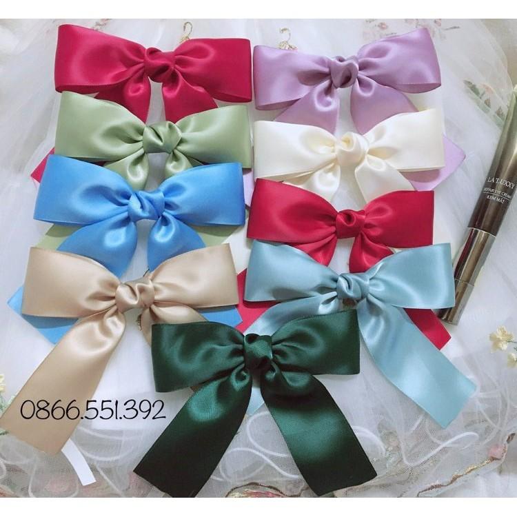 Kẹp Tóc Hình Nơ Lụa Satin Cao Cấp Bản To - Kẹp , Cột Tóc Nơ Lụa Cao Cấp Bản To