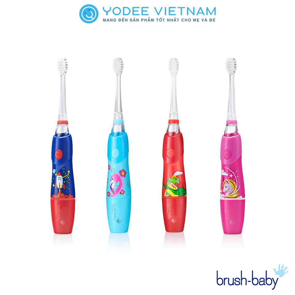 Brush-Baby Bàn chải điện sóng âm KidzSonic dùng pin có đèn, dễ dàng làm sạch răng an toàn và hiệu quả cho bé (Từ 3 tuổi)