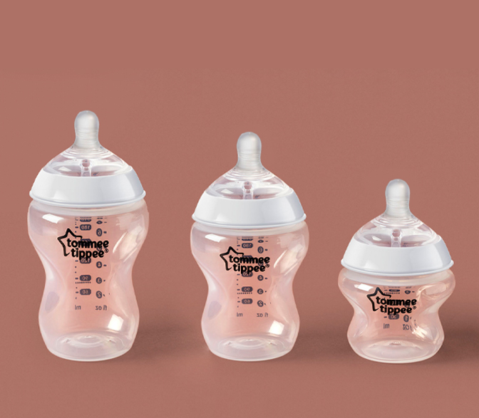 Bình sữa ty siêu mềm tự nhiên Tommee Tippee Closer to Nature 340ml, núm ty đi kèm 3-6 tháng - Hồng