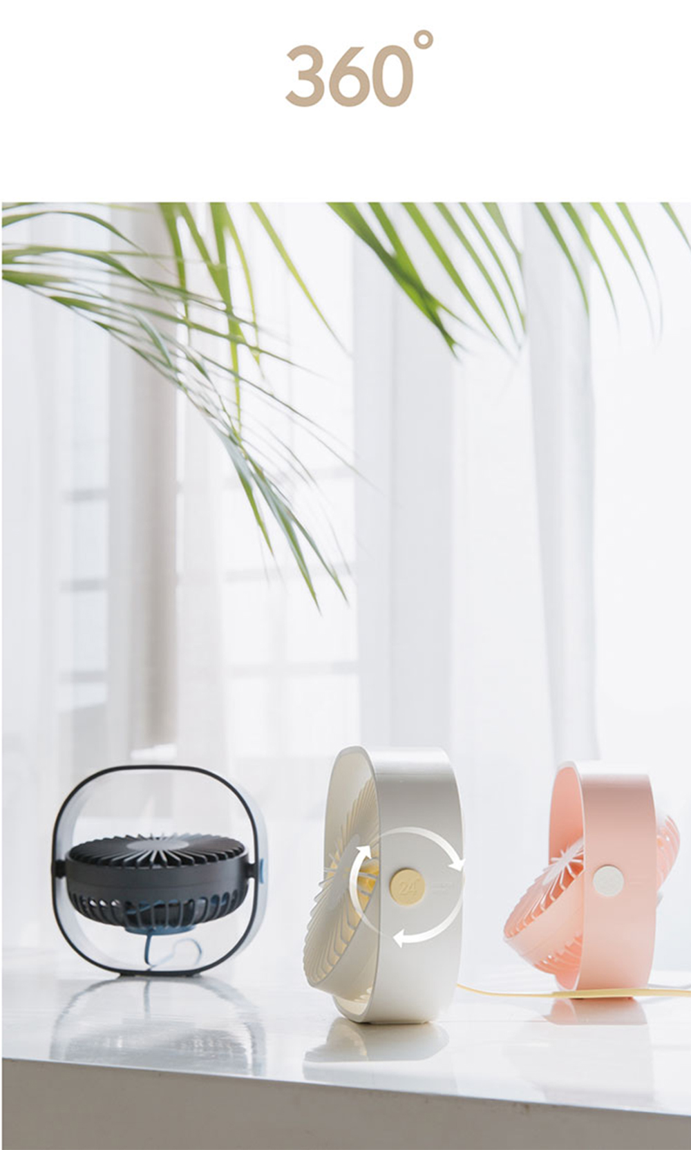 Quạt Để Bàn Xiaomi Mijia Urallife 312 USB Mini Quay 360 Độ