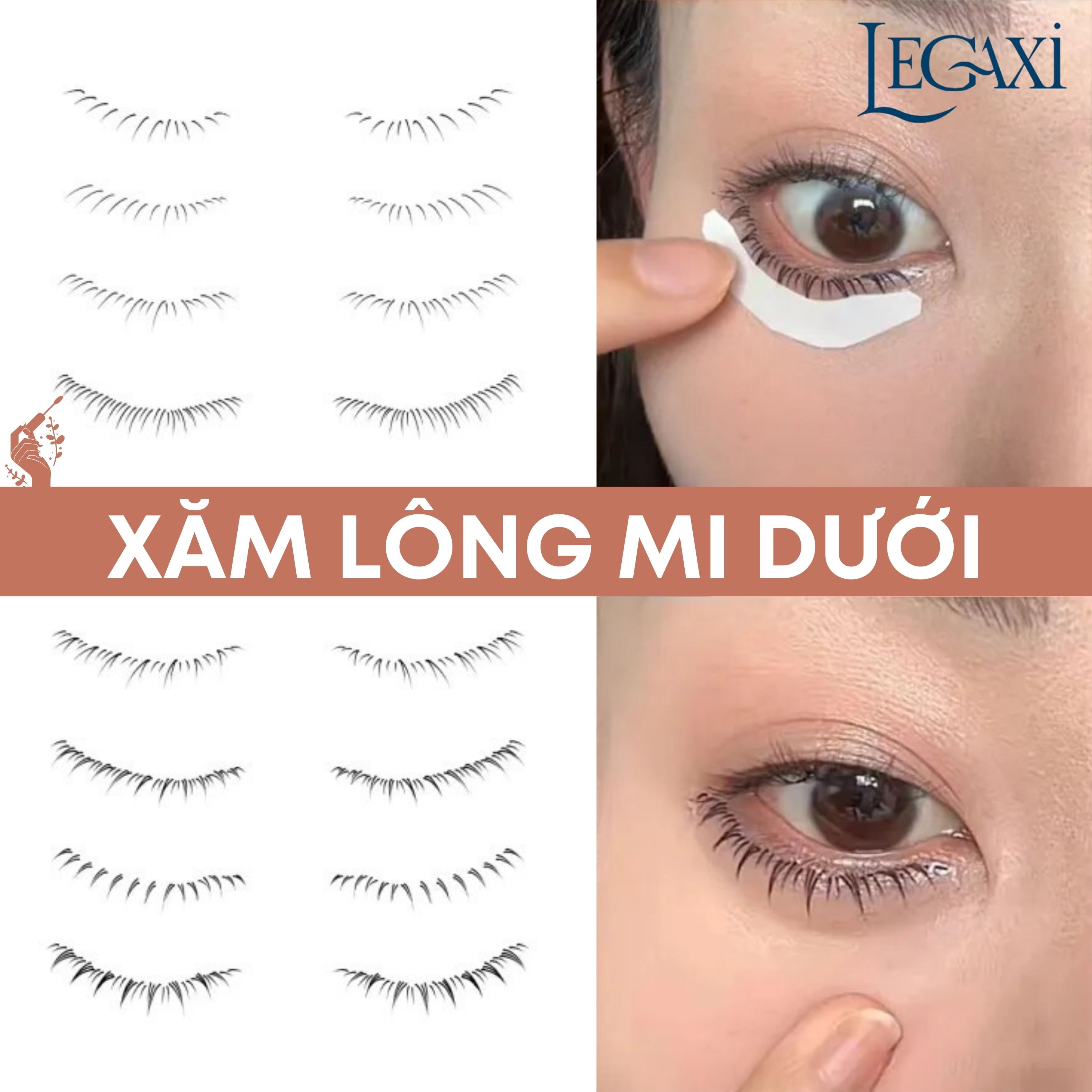 Miếng Dán Xăm Lông Mi Dưới 3D Tự Nhiên, Hình Xăm Tạm Thời Mi Giả Trang Điểm Makeup Đi Tiệc Party Lễ Hội Legaxi