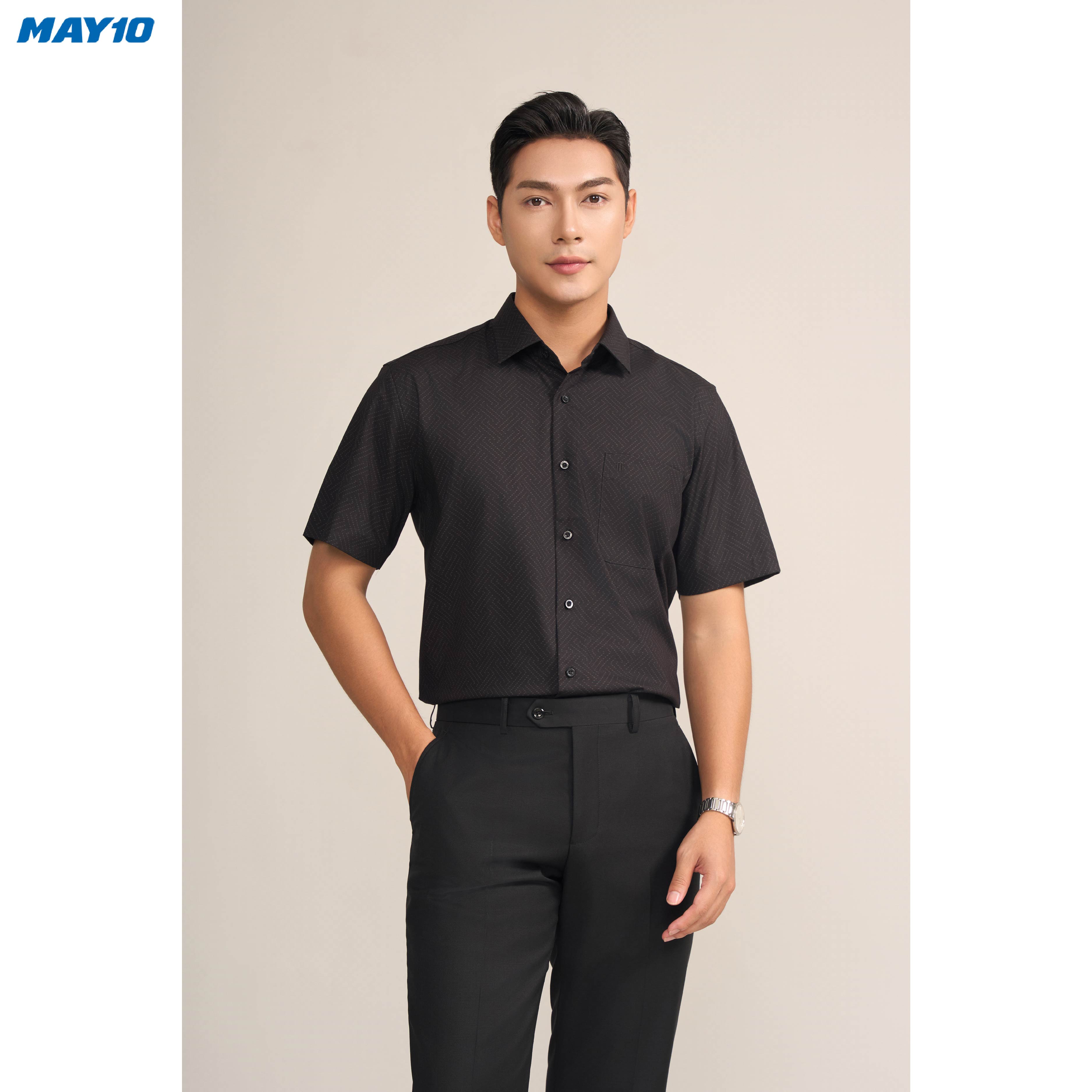 Sơ mi nam cộc tay May10 form RegularFit mã 010124195ONGB AH385