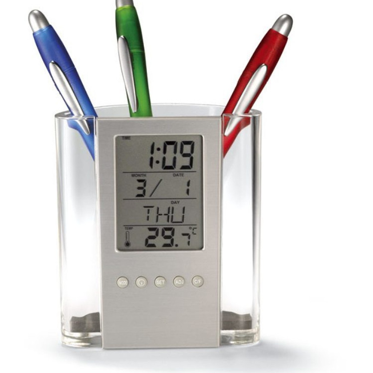 Dụng cụ cắm bút 2in1 kiêm đồng hồ hiển thị thời gian, nhiệt độ đa năng ( Tặng kèm 03 nút kẹp cao su đa năng giữ dây điện cố định ngẫu nhiên )