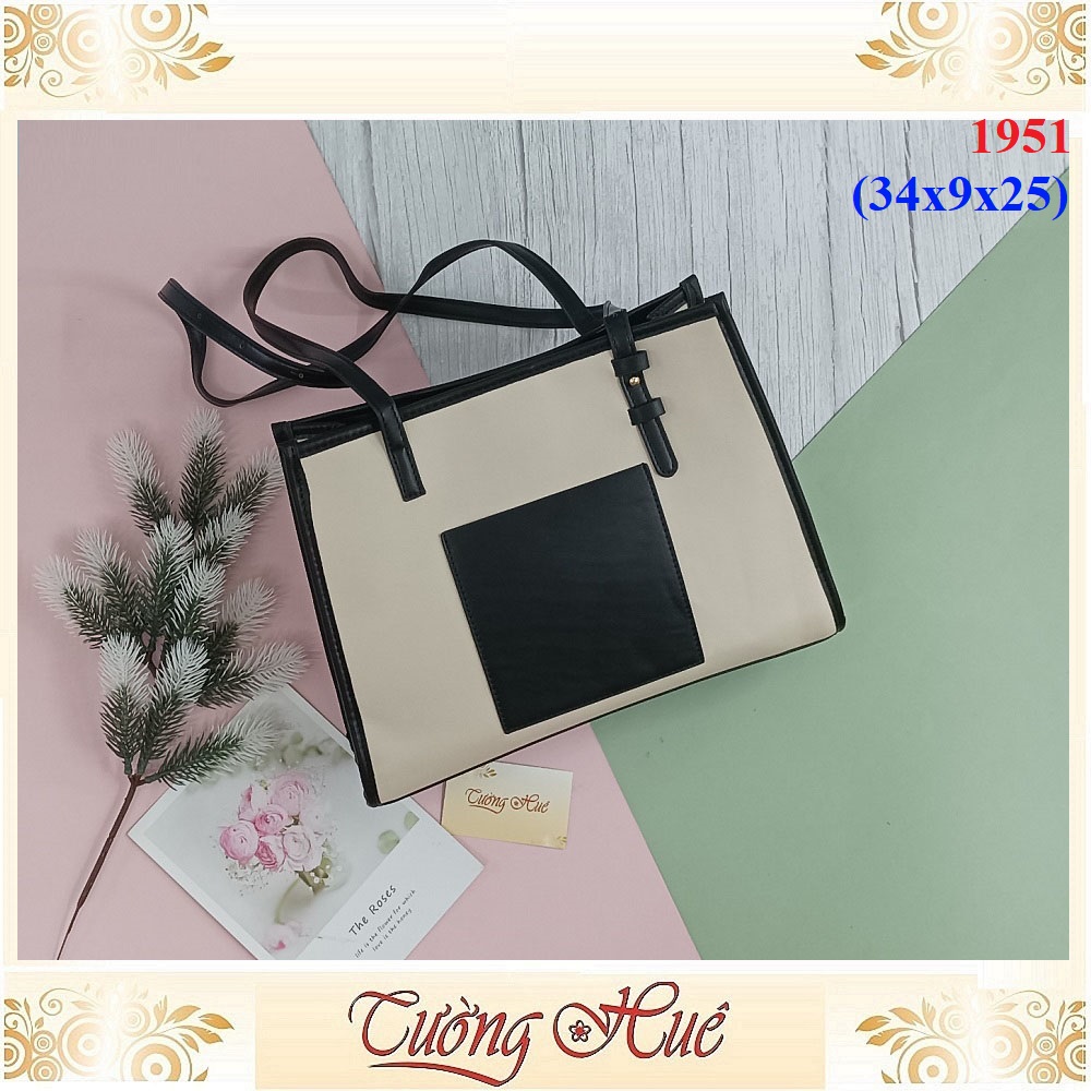 Túi Tote Đeo Vai Nữ Dáng Vuông Đứng Màu Trơn Phối Màu – Hàng Quảng Châu