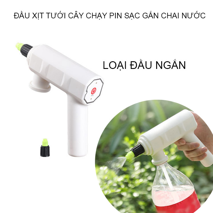 Đầu xịt tưới cây chạy pin sạc gắn chai nước có sẵn