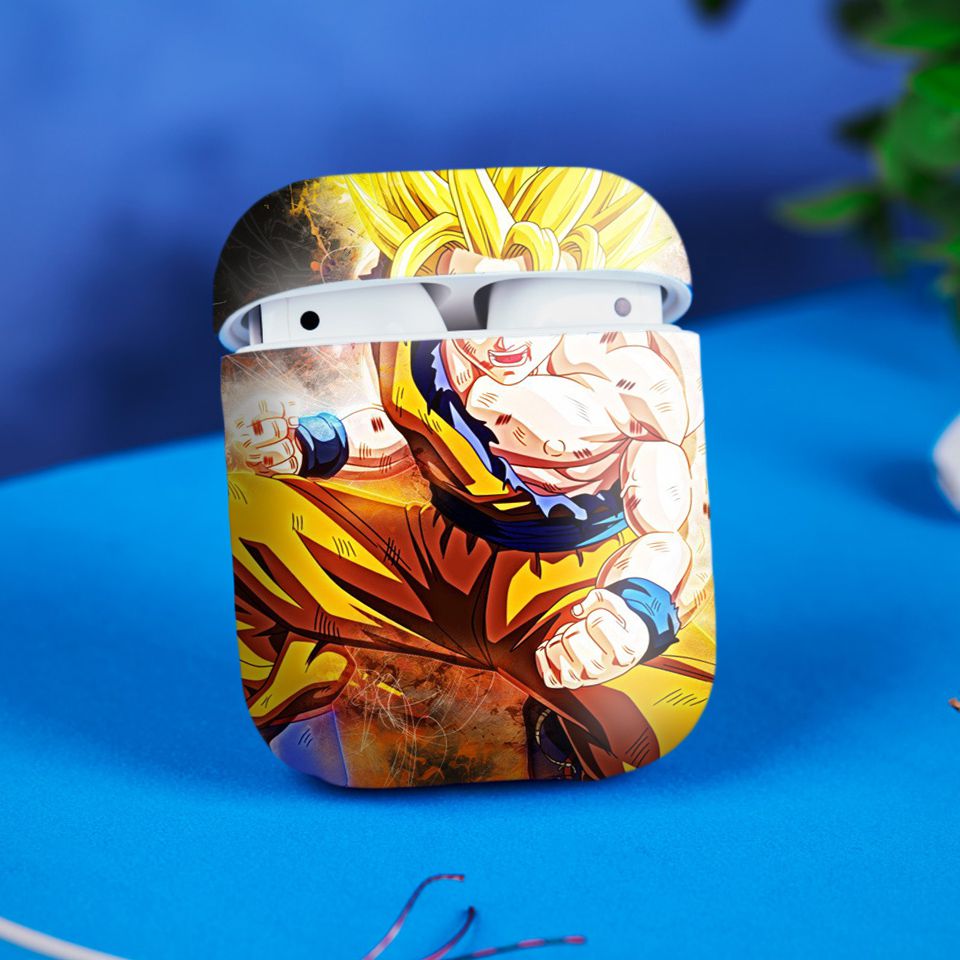 Miếng dán skin chống bẩn cho tai nghe AirPods in hình Dragon Ball - Goku Super Saiyan 2 - 7vnr78 (bản không dây 1 và 2)