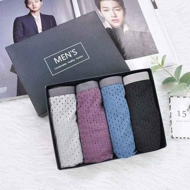 Hộp 4 sịp đùi MEN'S , quần lót boxer thông hơi cao cấp dành cho nam - SDNMEN