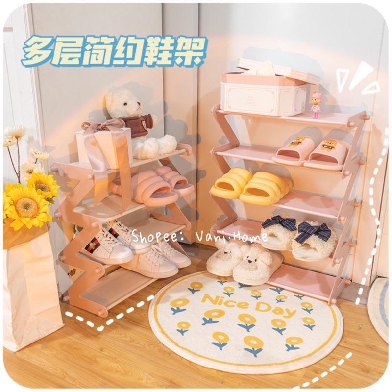 Kệ để giày dép thông minh màu pastel 4 tầng chữ Z - Kệ đựng đồ đa năng, decor phòng, để sách báo, túi xách, gấu bông