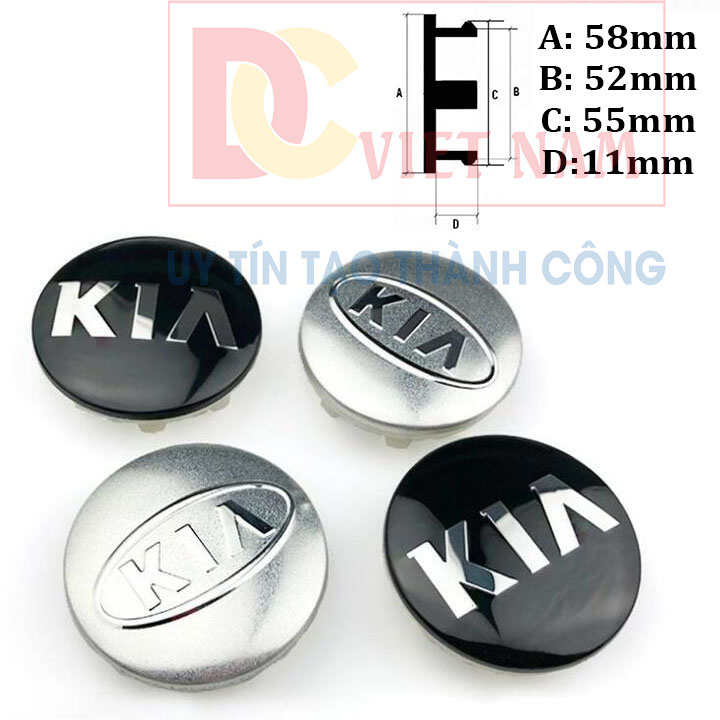 Logo chụp mâm, ốp lazang bánh xe ô tô Kia, đường kính 58mm