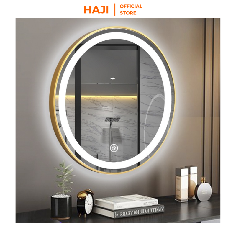 Gương LED treo tường cảm biến HAJI, gương dùng trang điểm trang trí phòng ngủ A245/ A246