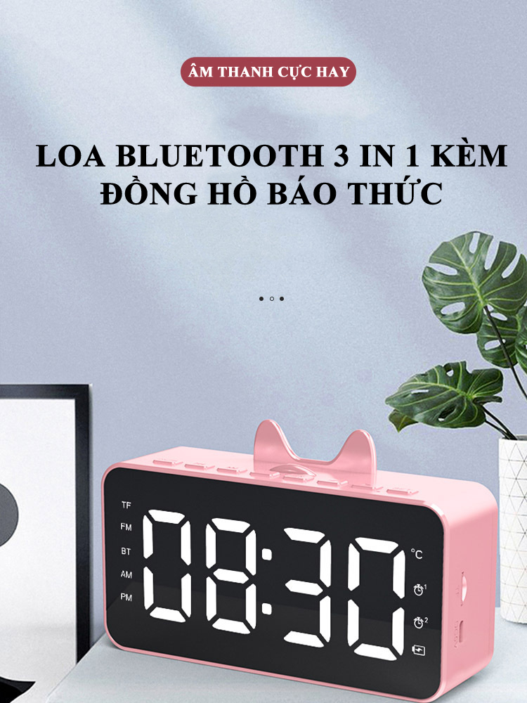 Đồng Hồ Loa Q9 Bluetooth Đa năng Mặt Gương Phát nhạc - Đài FM - Báo Thức