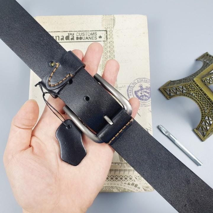 Thắt lưng da bò thật; Dây lưng da thật 1 lớp khóa kim bản 38mm BL114  - 100% da bò thật