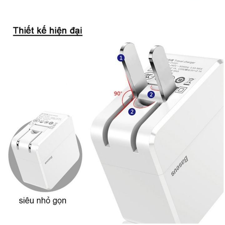 Củ sạc Nhanh Baseus hỗ trợ sạc 2 thiết bị một lúc 3.4A Max cho iPhone, Samsung, Xiaomi, Huawei, Oppo. (Giao tùy màu) - Hàng chính Hãng