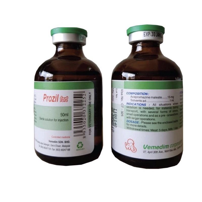 1 lọ PROZIL FORT 50ml an thần chống co giật dành cho trâu bò lợn chó mèo