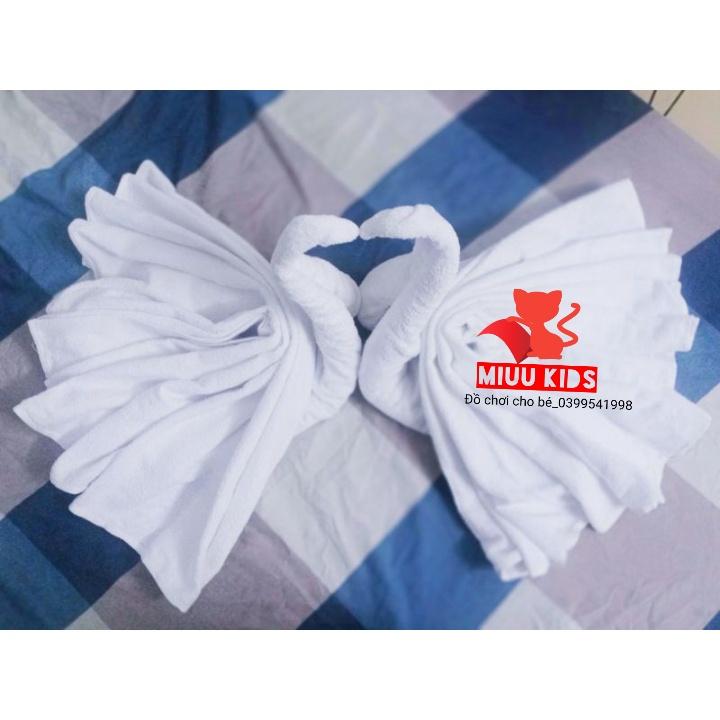 Sét 6 Khăn bông tắm trắng gấp đôi thiên nga Trang Trí Giường Cưới