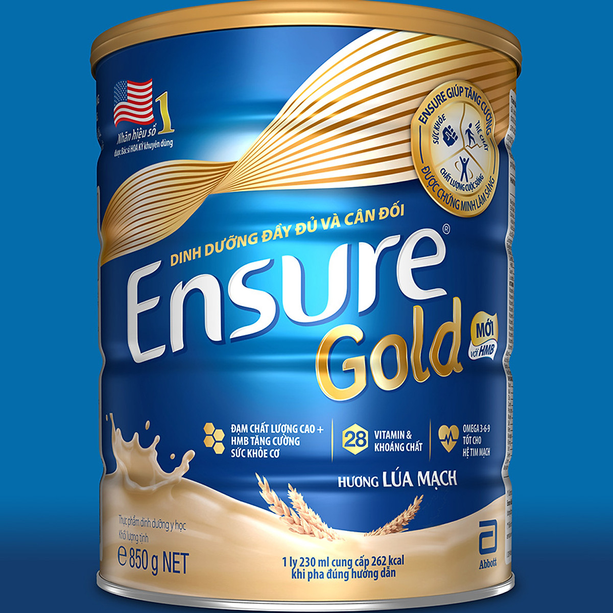 Combo 2 Lon Sữa Bột Ensure Gold Hương Lúa Mạch - 850g