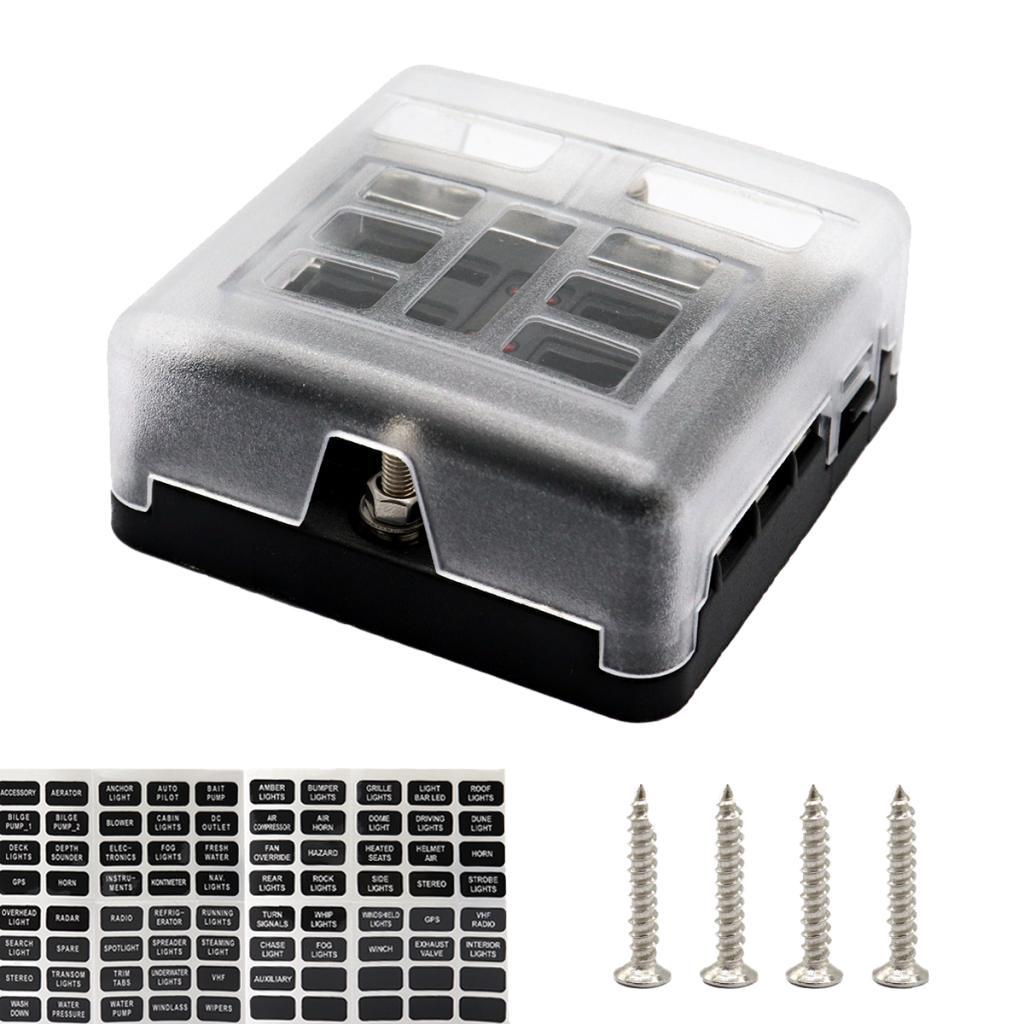 Fuse Box Block Holder w/ Light Terminal 32V Auto Boat