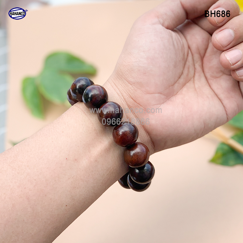 Vòng gỗ Trắc nhẵn bóng tự nhiên (Đủ size) bình an và may mắn (BH686) bền vĩnh viễn - Bracelets of HAHANCO