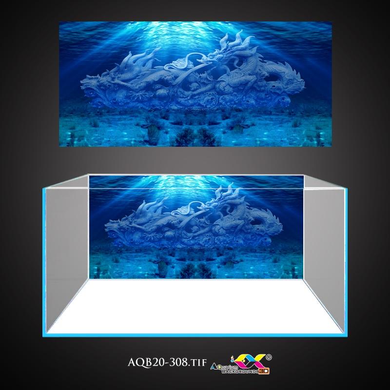 Tranh 3D Koifish, Tranh Dán Bể Cá,Rồng dưới biển , in tranh theo kích thước yêu cầu