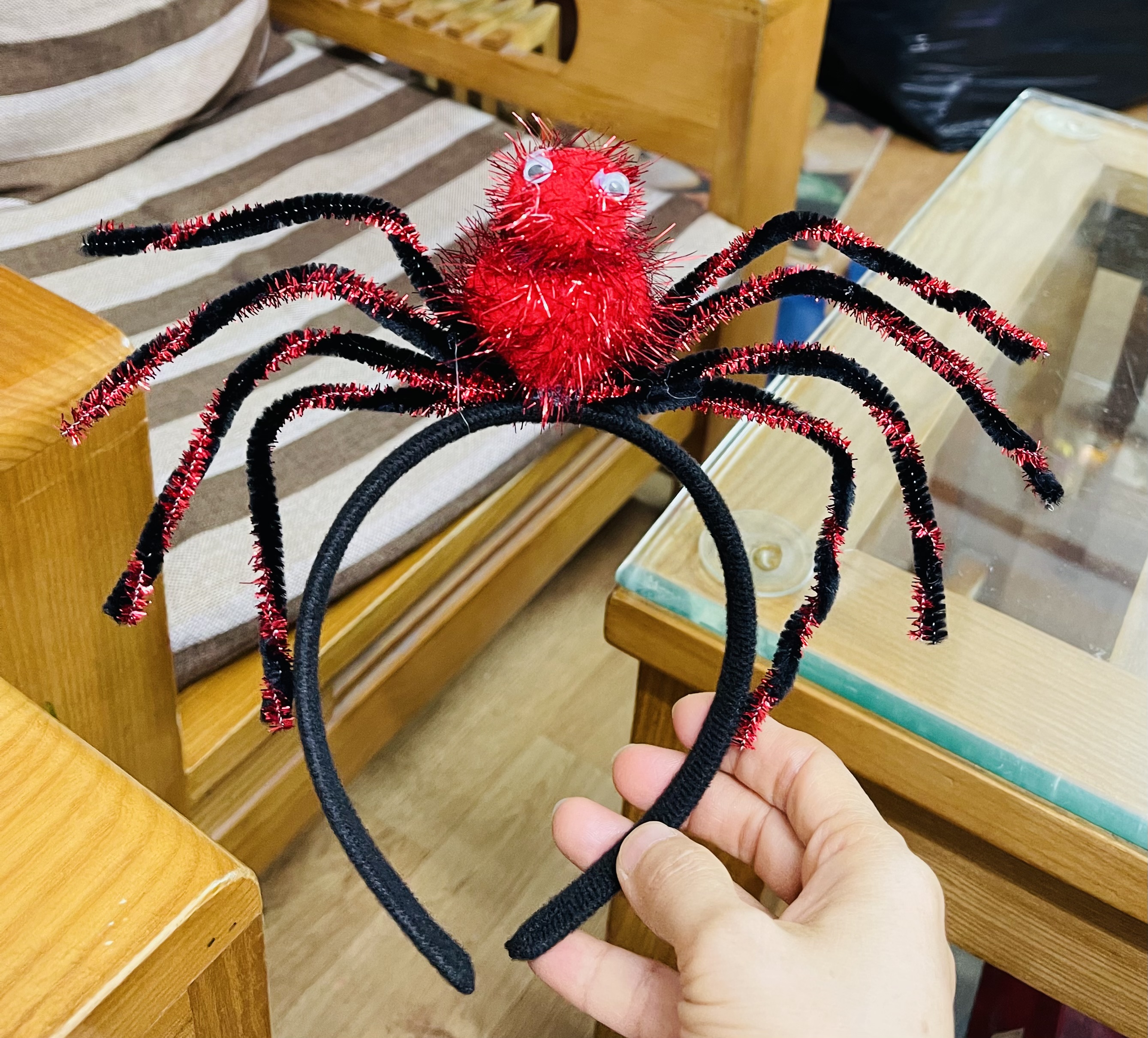 Bờm nhện hoá trang halloween/ bờm bóc chơi halloween hình nhện