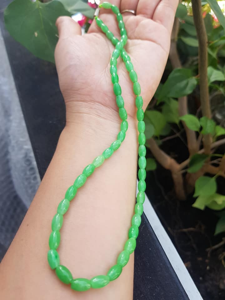 Sợi Dây Chuyền Lu Thống Xanh Ngọc Lá Đẹp Size hạt 5mm x đk 8mm x dây dài 22cm hợp Nữ mệnh Mộc mệnh Hỏa Nữ Phối với Mặt Dây Chuyền Mình đeo đẹp ạ