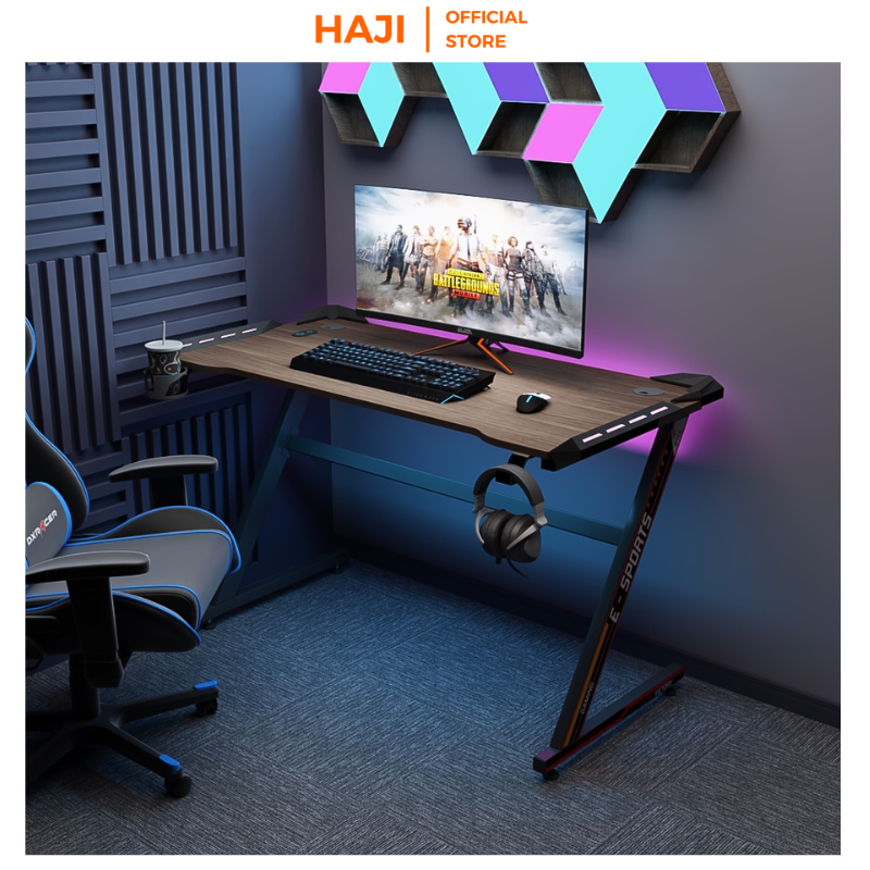 Bàn Gaming chân chữ Z có hệ thống đèn led HAJI, bàn làm việc cỡ lớn khung sắt tĩnh điện chống gỉ C71