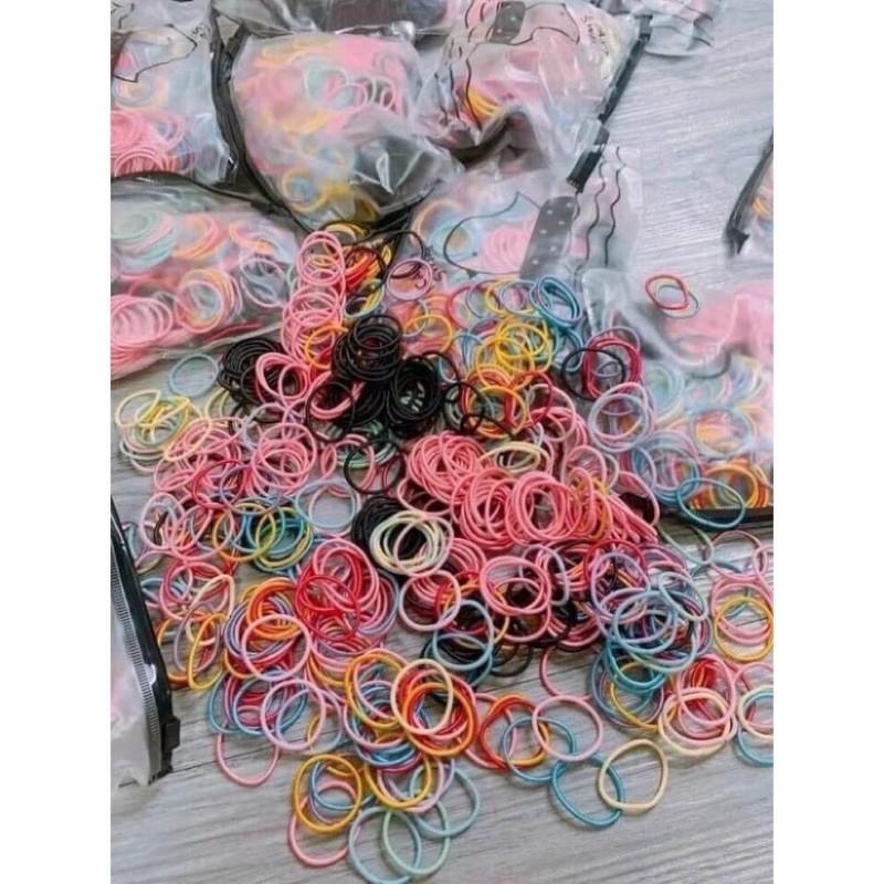 Set 500 chun buộc tóc nhiều màu sắc kèm túi zip