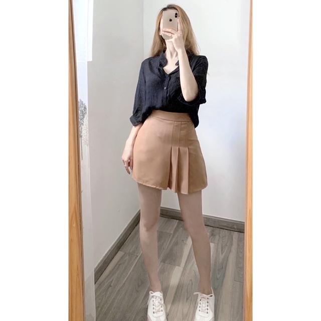 Set áo sơmi - váy nude