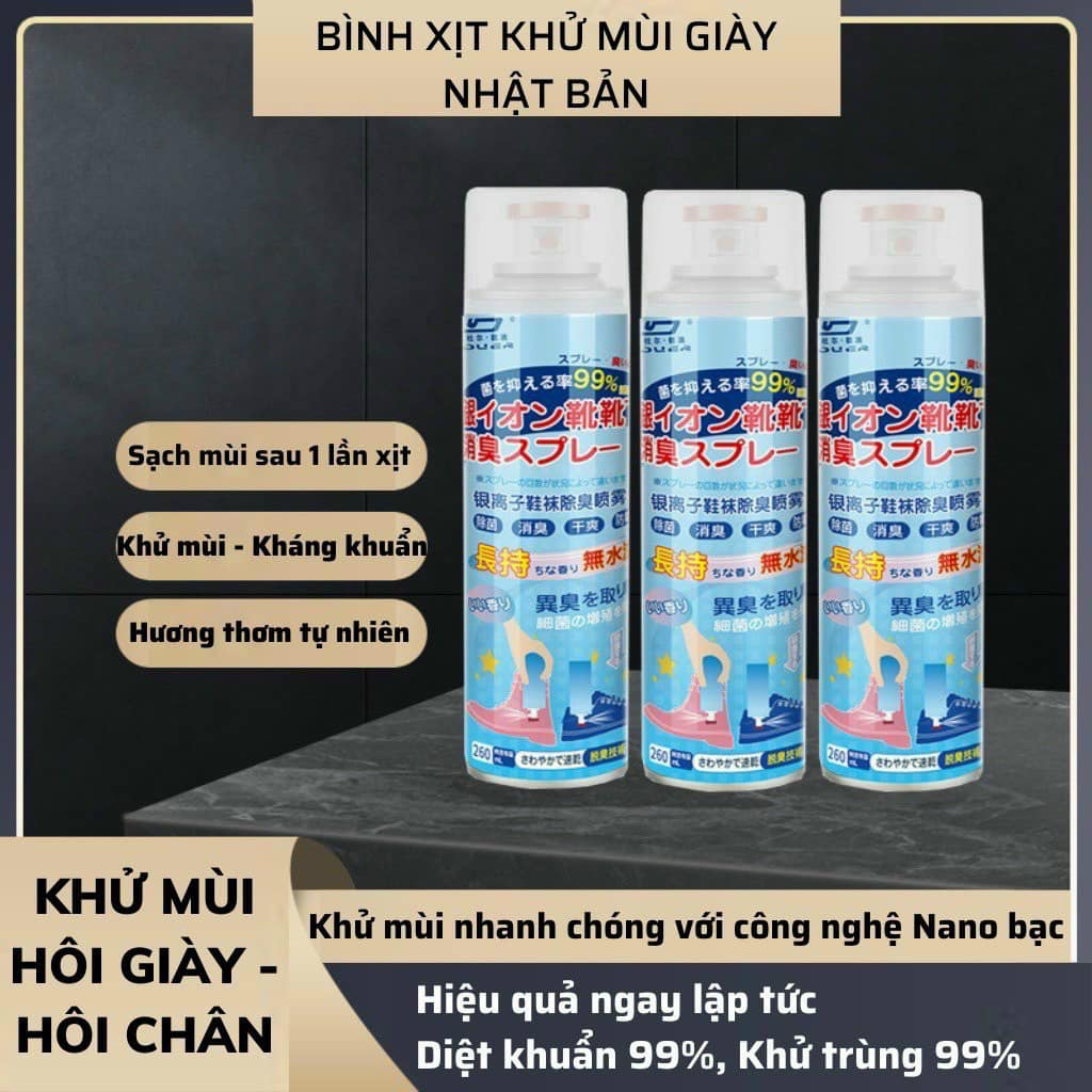 Combo 5 Chai Xịt Khử Mùi Giày Nano Bạc, Xịt Khử Mùi Hôi Chân, Xịt Giày Khử Mùi, 260ml, Giao Mẫu Ngẫu Nhiên