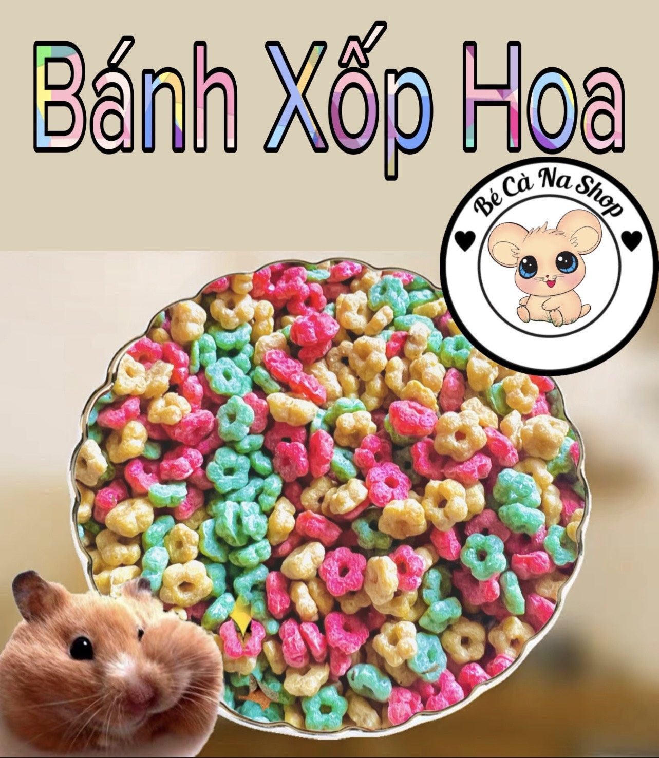 bánh xốp hình hoa ( bé cà na) thức ăn mài răng cho hamster , thọ bọ sóc ...