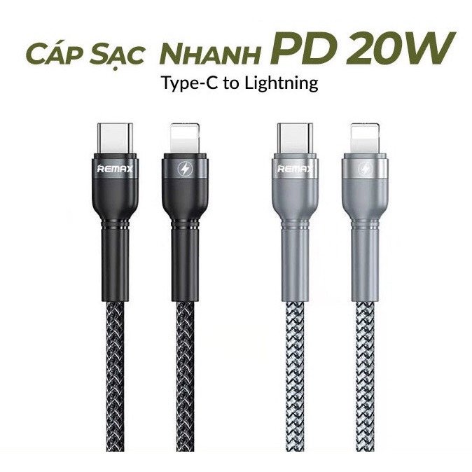 Cáp Sạc Nhanh 20W Dành Cho iPhone iPhone Type C to Lightning PD 20W Remax RC-171, Chip E-marker, Chống Sạc Quá Tải, Chống Gãy Cáp - Hàng Chính Hãng