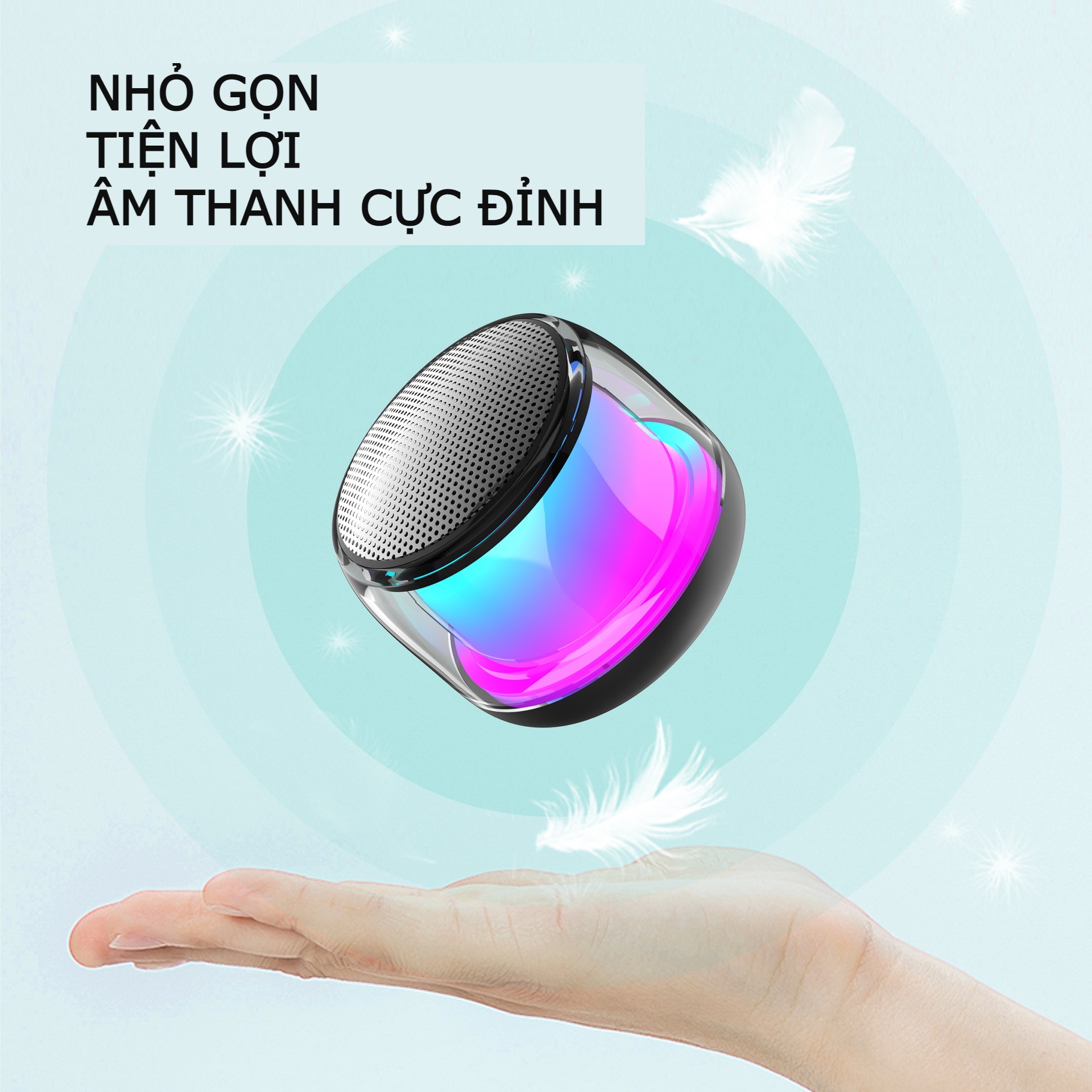 Loa bluetooth mini Smart Speaker S9 - loa bluetooth không dây, loa mini cầm tay nhỏ gọn, trọng lượng nhẹ, thiết kế hiện đại, chống nước tốt - loa mini có đèn led RGB, âm thanh sống động, tương thích nhiều thiết bị