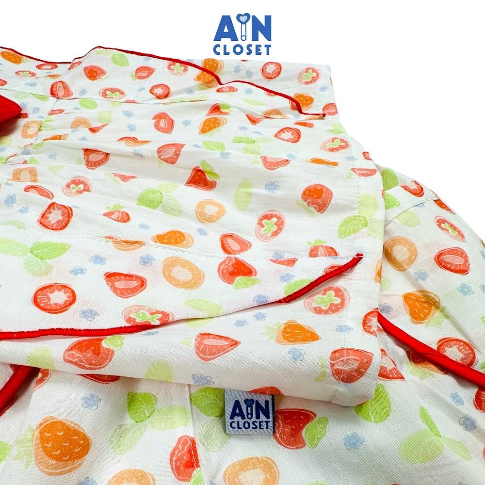 Bộ ngắn bé gái họa tiết Fruits cổ đỏ cotton - AICDBGWLRM2K - AIN Closet