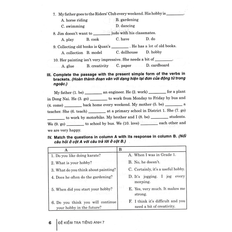 SÁCH - đề kiểm tra tiếng anh 7 -HA-MK