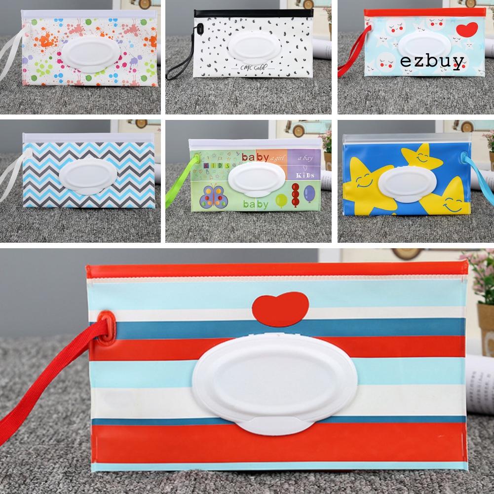 Bộ 5 túi đựng khăn ướt chống thấm nước họa tiết hoạt hình cho bé