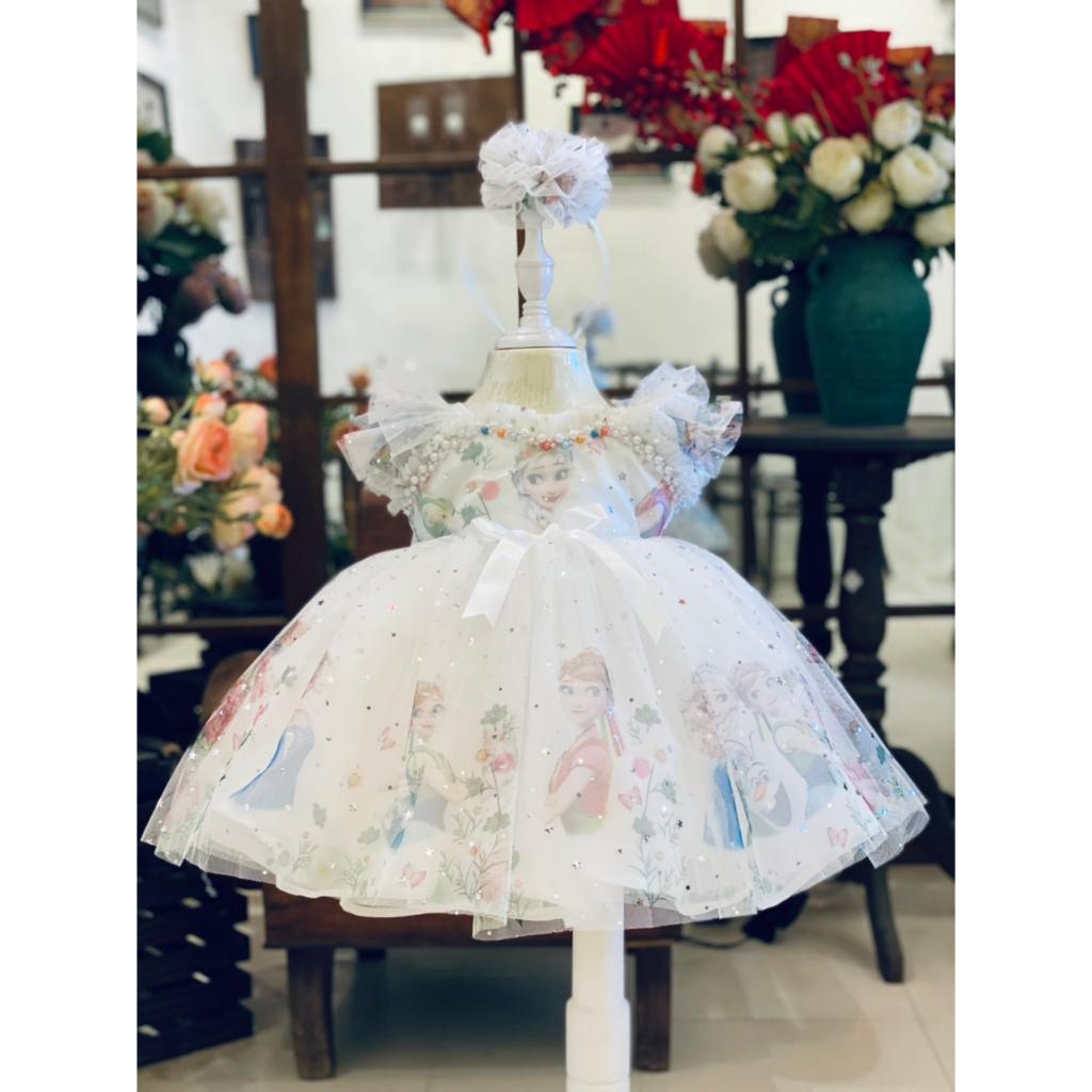 Đầm voan công chúa Elsa cho bé gái dự tiệc từ 10-35kg hàng thiết kế cao cấp (KÈM CÀI TÓC)