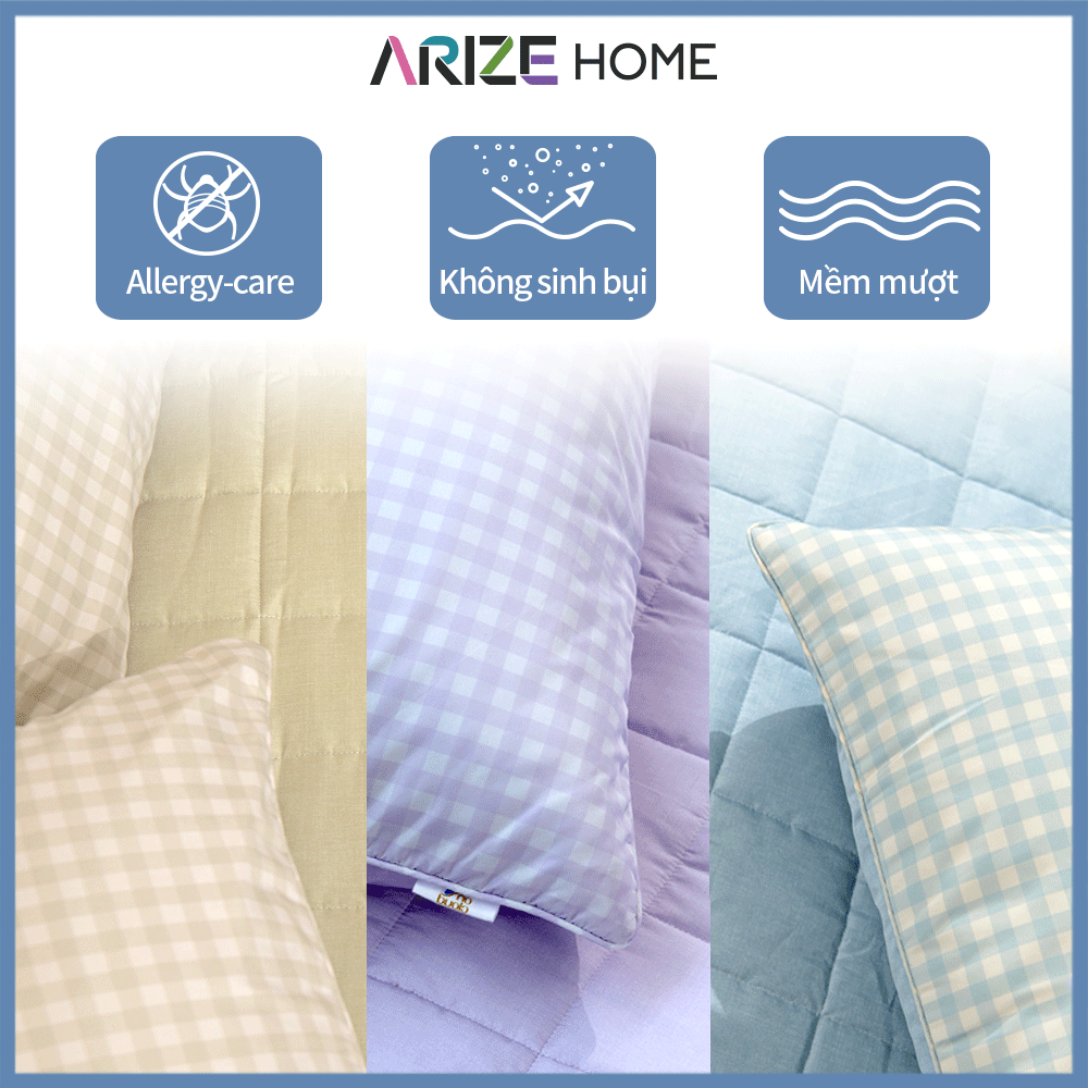 Vỏ Gối ARIZE Vải Microfiber Họa Tiết Caro Nhiều Màu 50x70cm (1 Cái)