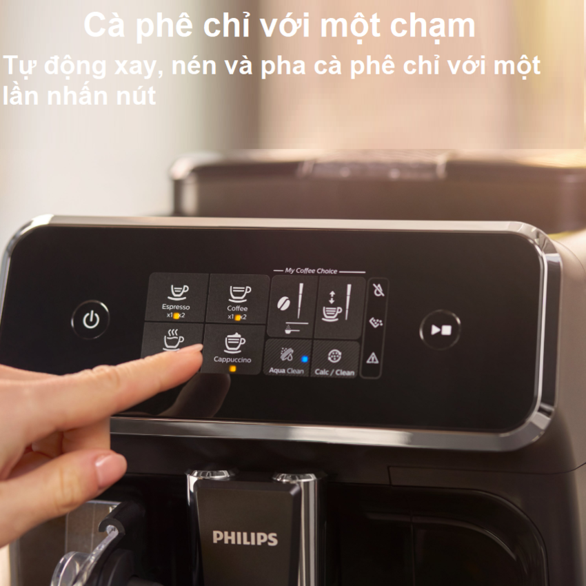 Máy pha cà phê Espresso, Americano tự động và Capuccino, Latte Serial 2200. Thương hiệu Hà Lan cao cấp Philips - EP2124/72. HÀNG CHÍNH HÃNG